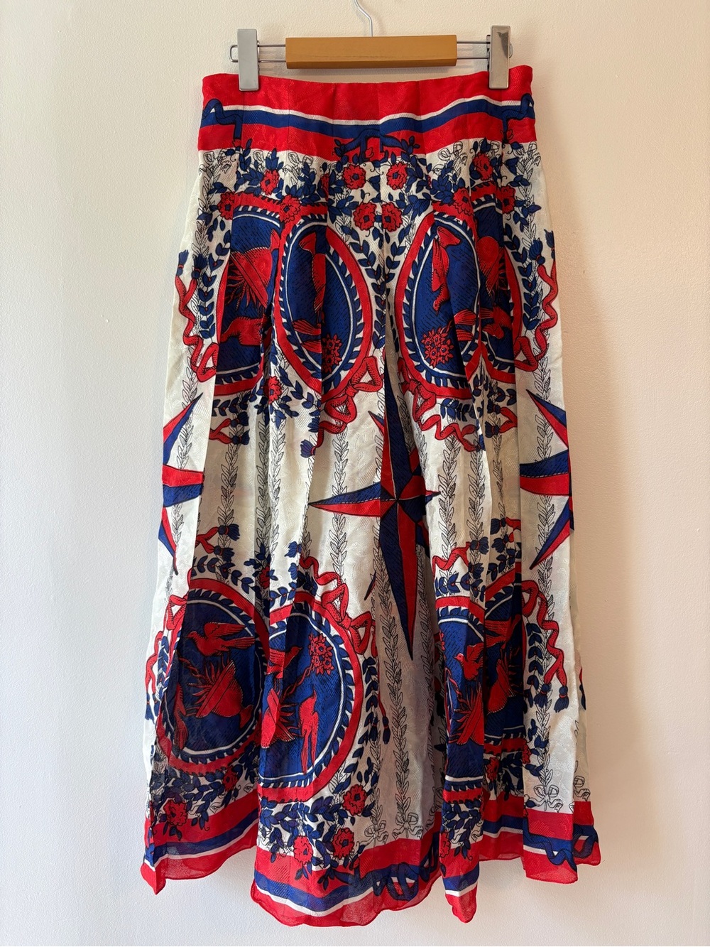 GUCCI L’Aveugle Monarchist Star Carillon Bloom Pleated Midi Skirt EU 42